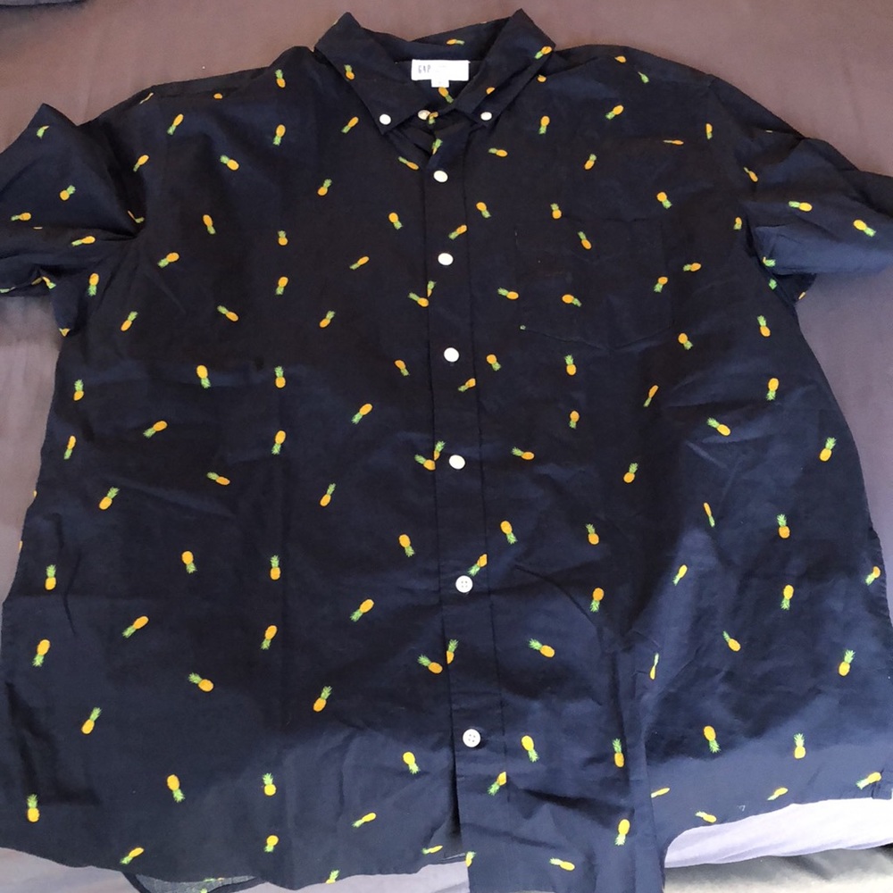 Navy Pineapple Short Sleeve Button Up Old Navy Shirt